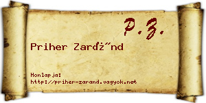 Priher Zaránd névjegykártya